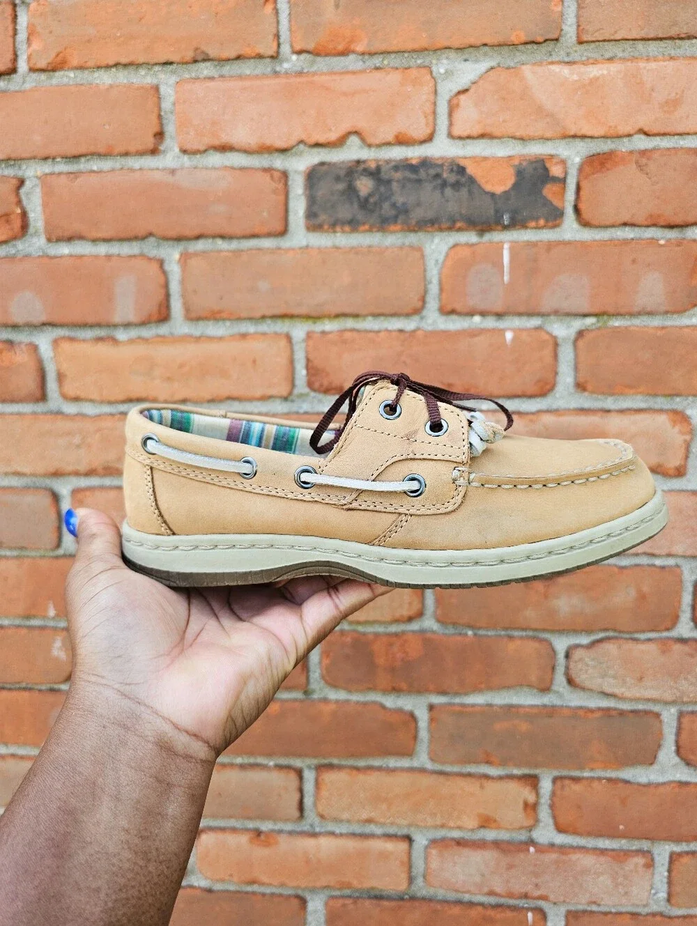 Bass Women’s Tan Leather Boat Shoes Size 7M
